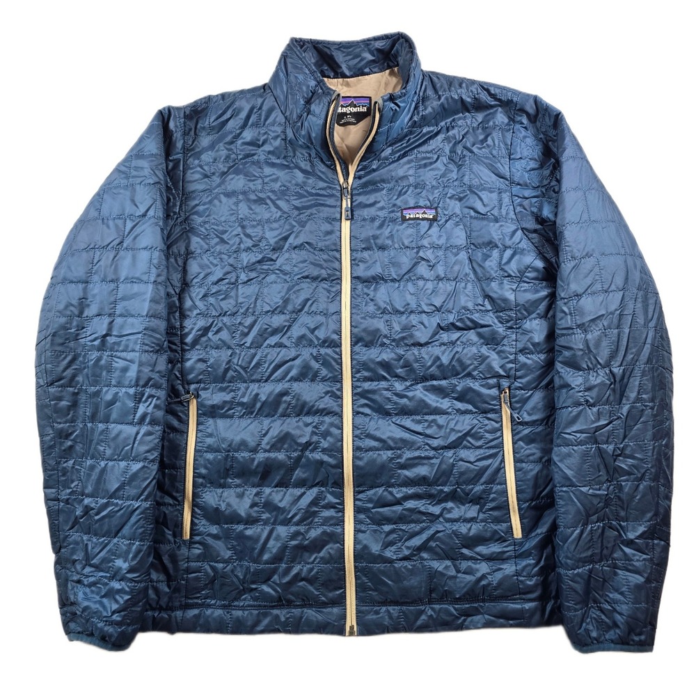 Patagonia Nano Puff Jacket Mens Large Blue Quilted Full Zip Puffer Coat